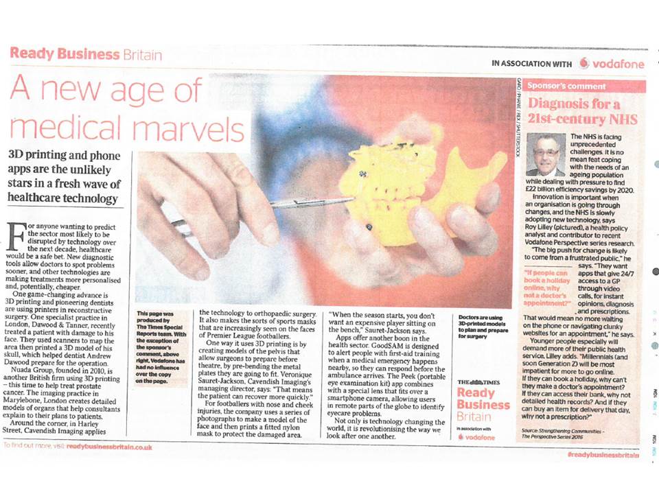 The times feature on Implants and 3D Printing